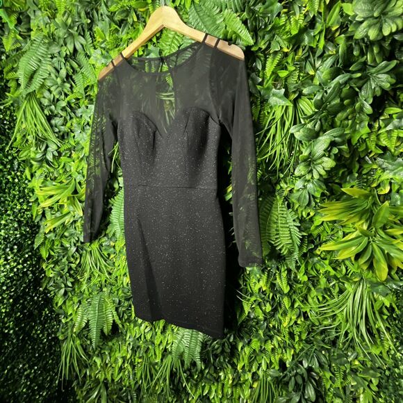DEAR MOON Women Dress 3‎ Black Formal Mini illusion Neckline Fitted Party  0655 - Picture 8 of 12